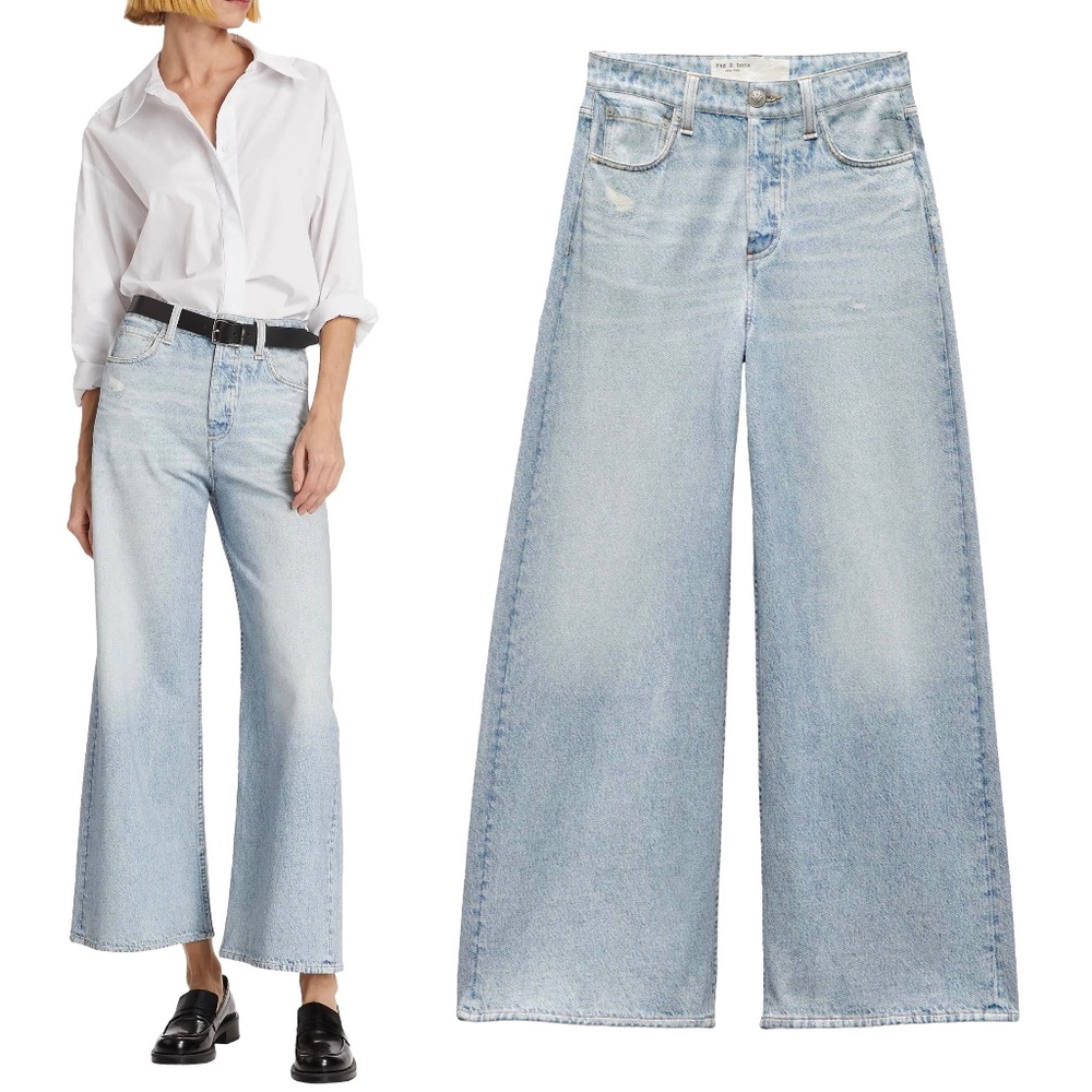 Rag & Bone Miramar Sofie Ankle Wide-Leg Pants Cotton Terry Sweatpant Jeans 30